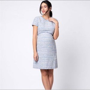 Seraphine maternity Boucle sky blue shift dress